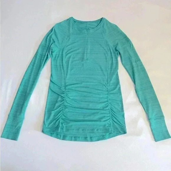 ATHLETA PACIFICA GREEN long  sleeve quarter zip workout top green size S - Picture 1 of 8